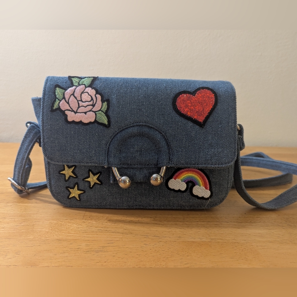 Y2K Denim Crossbody Purse with Patches